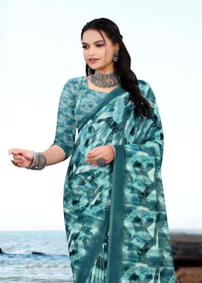 626009 हैवी जॉर्जेट डिजिटल प्रिंट साड़ी