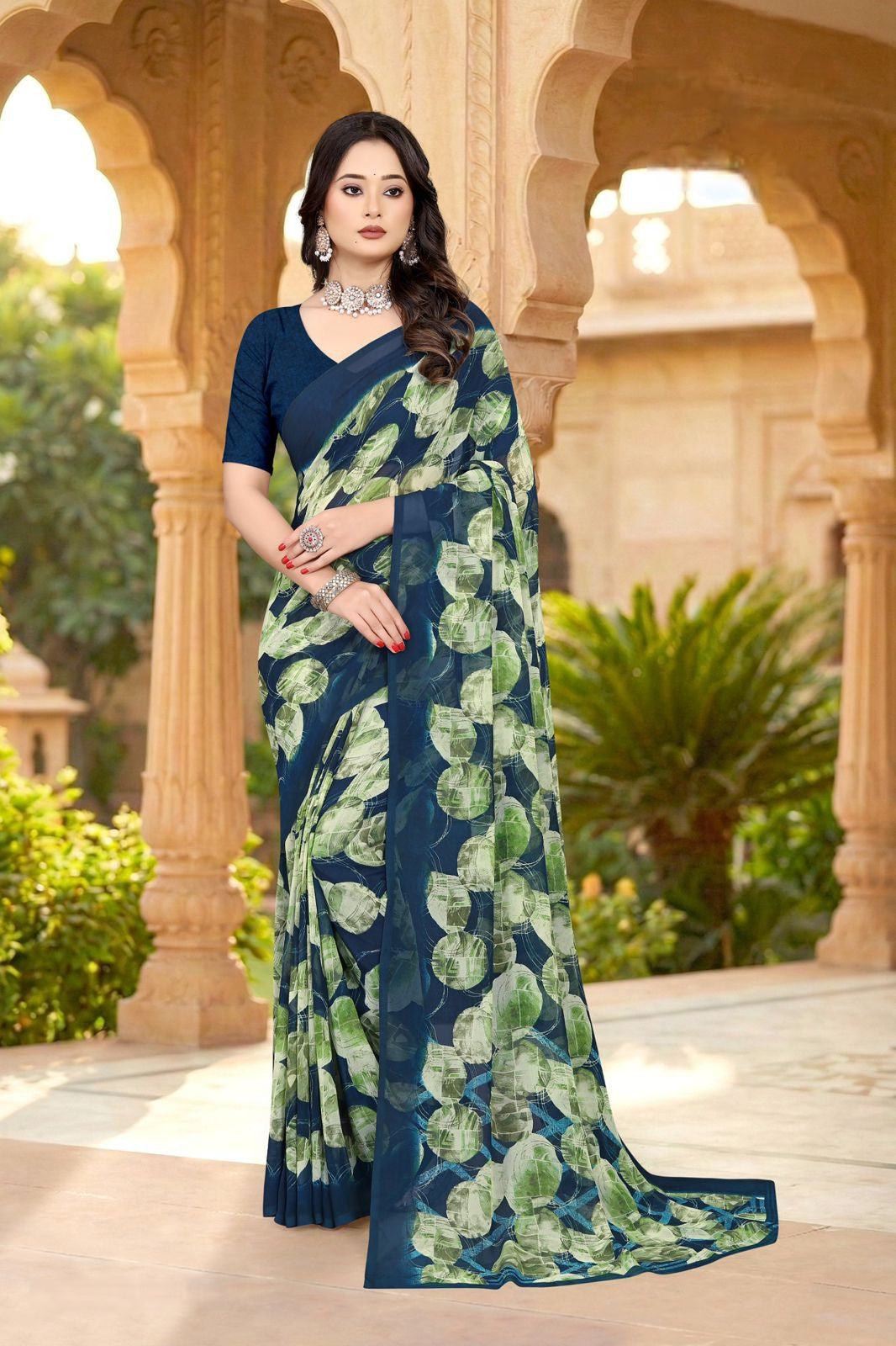 101911 Very Soft Heavy Georgette Flower Print Saree