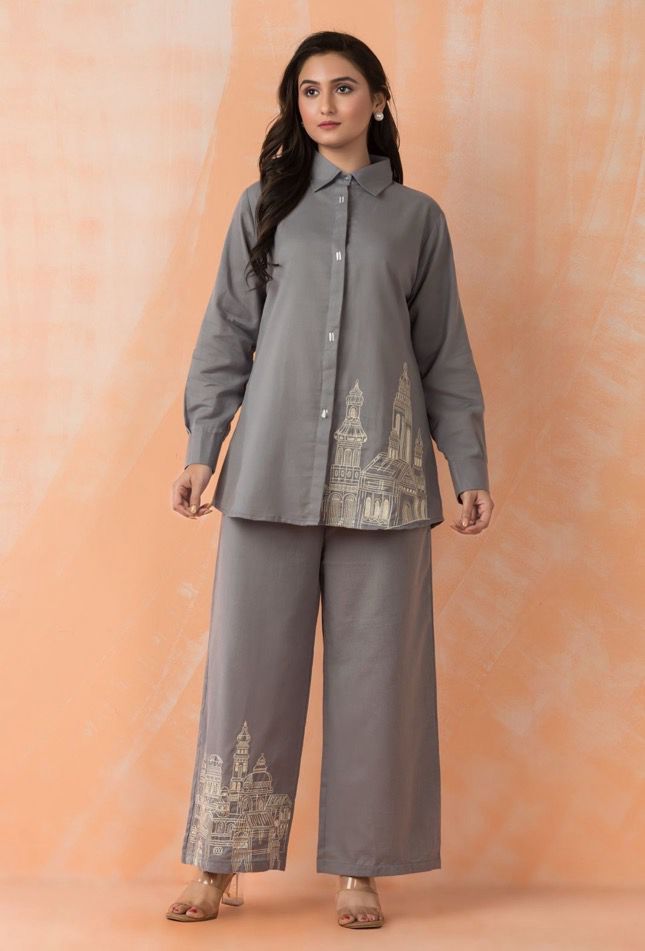 614006 शुद्ध मलमल कॉटन हाथ से पेंट किया हुआ कॉर्ड सेट 