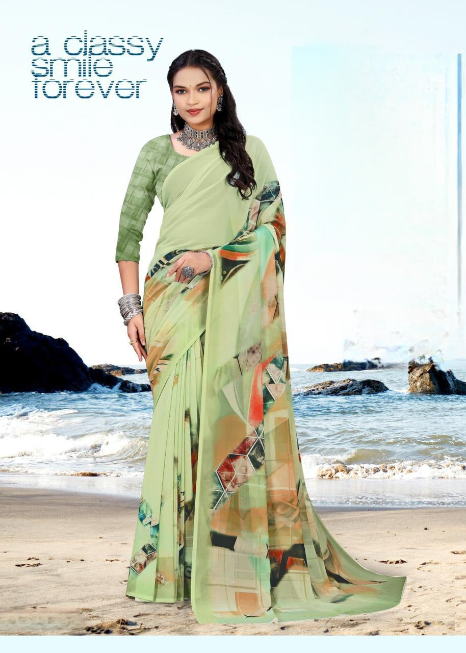 626009 हैवी जॉर्जेट डिजिटल प्रिंट साड़ी