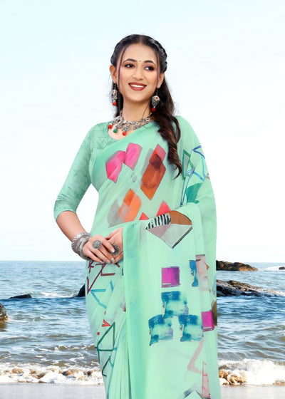 626009 हैवी जॉर्जेट डिजिटल प्रिंट साड़ी