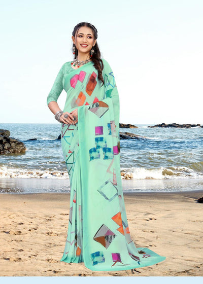 626009 हैवी जॉर्जेट डिजिटल प्रिंट साड़ी