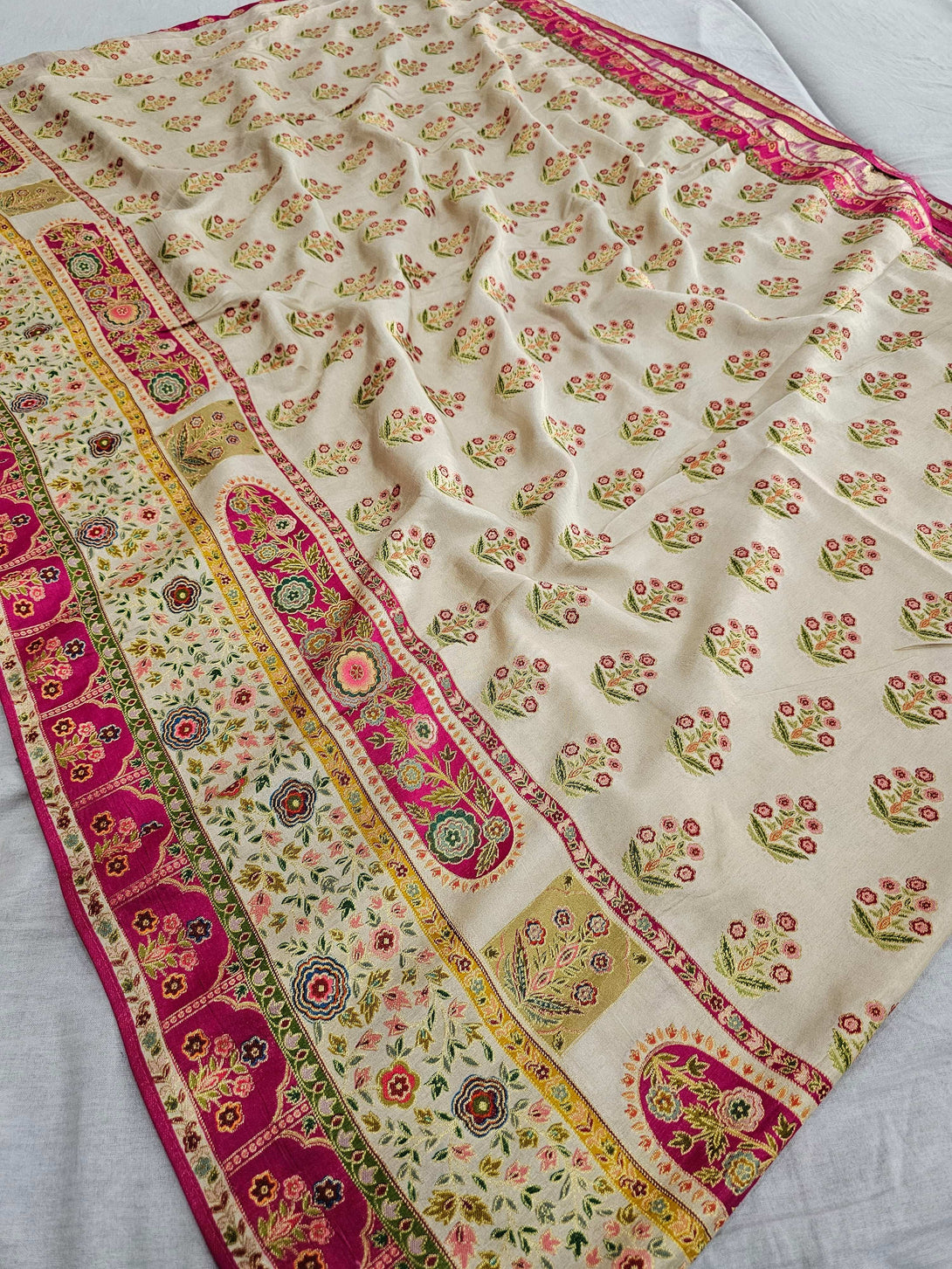 C69103 Pure Dola Silk Original Kashmiri Work Unique Saree