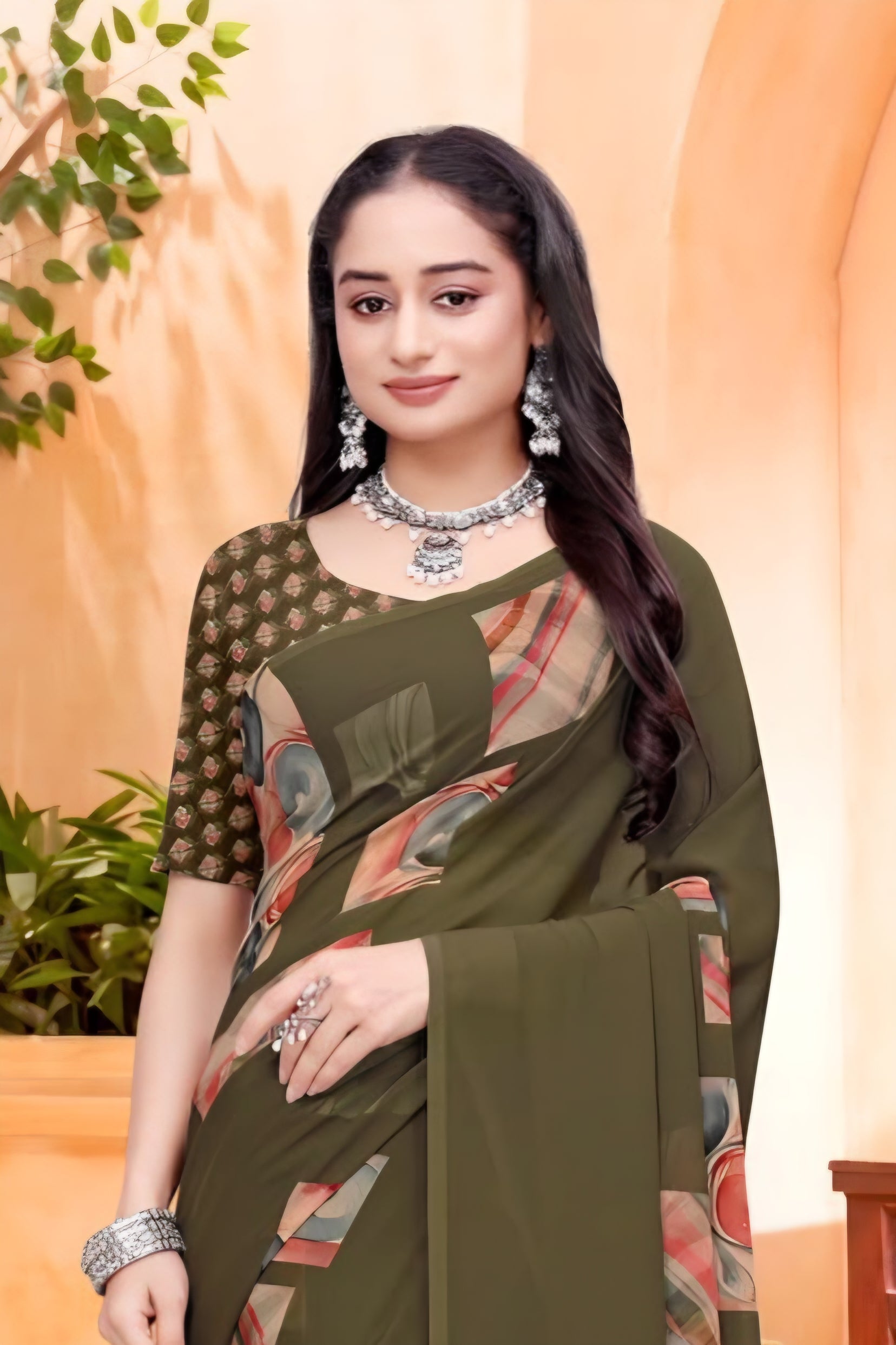 2362 Very Soft Georgette Flower Print Saree