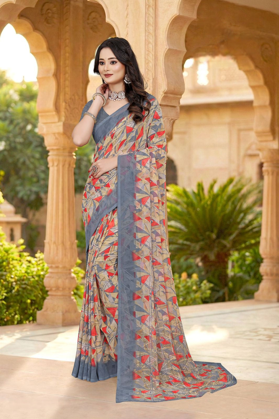101904 Very Soft Heavy Georgette Flower Print Saree