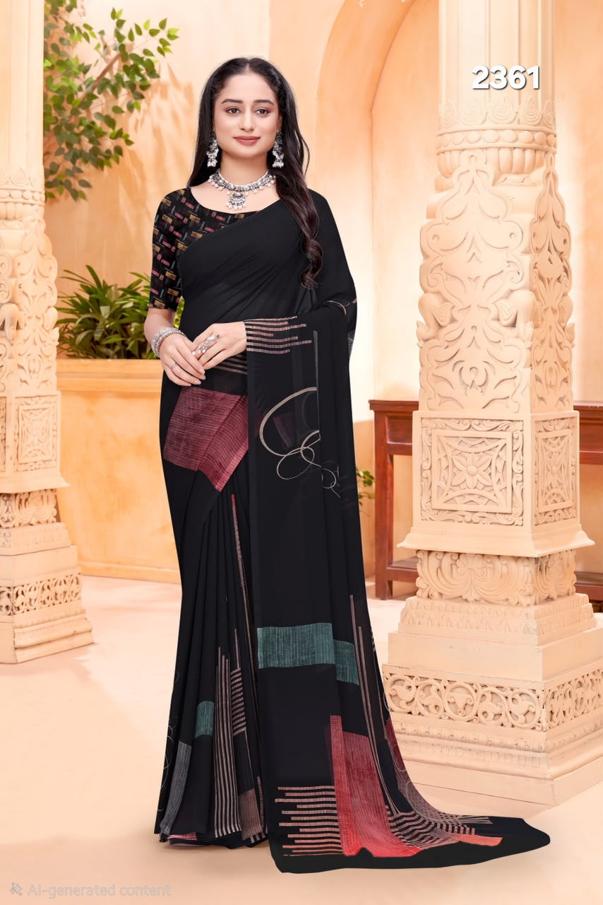 2361 Very Soft Georgette Flower Print Saree