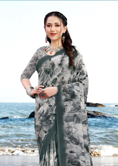 626009 हैवी जॉर्जेट डिजिटल प्रिंट साड़ी