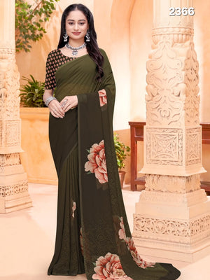 2366 Very Soft Georgette Flower Print Saree