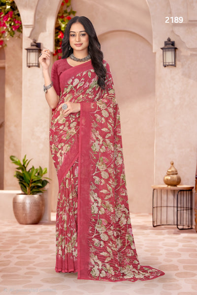 2189 Very Heavy Georgette Flower Print Saree