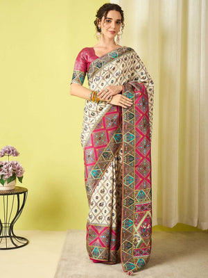 935004 Royal Kashmiri Pashmina Work Pure Soft Dola Silk Saree with Heavy Zari Blouse