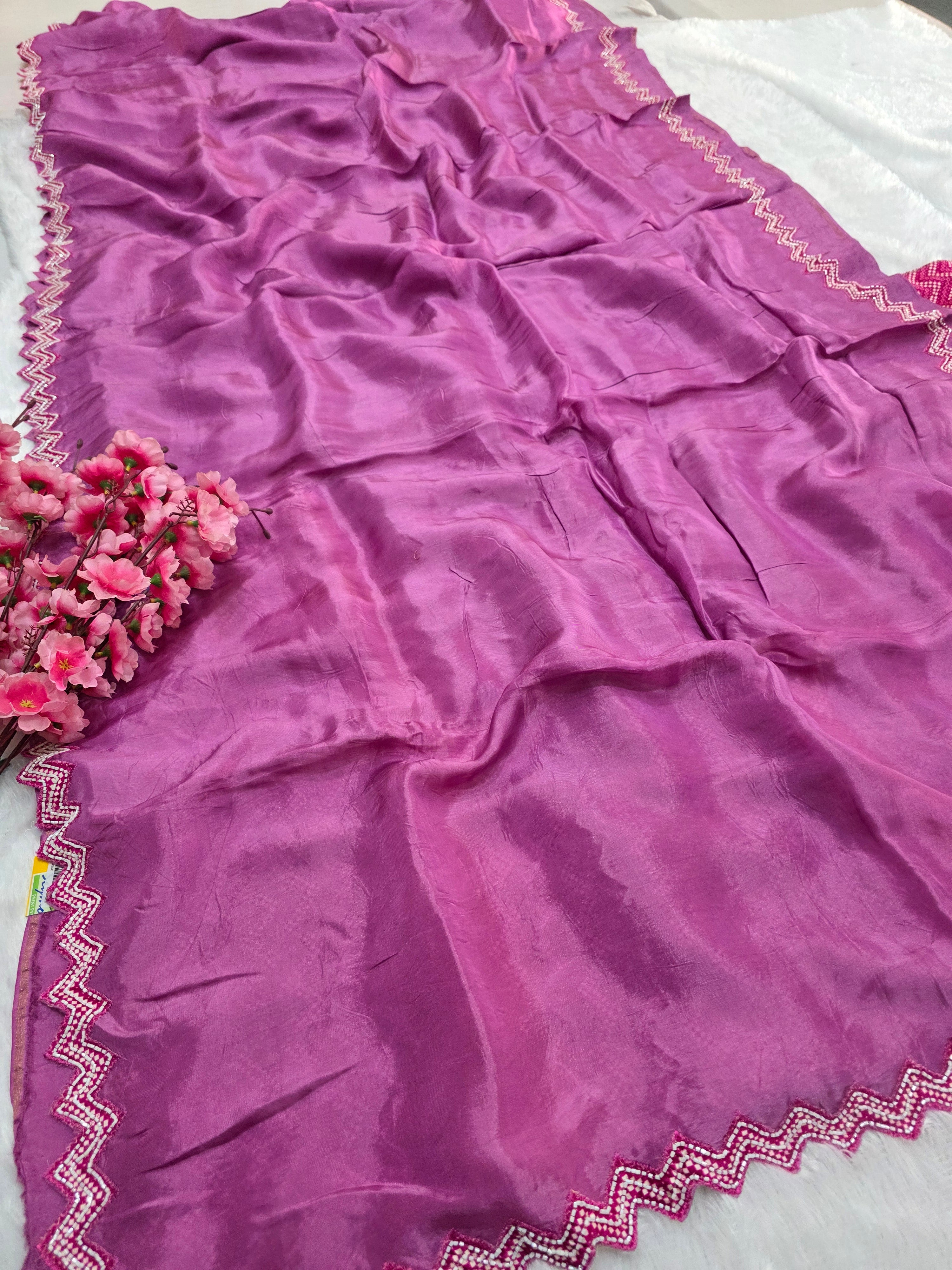 784009 Beautiful Fancy Pure Upada Silk Handwork Saree