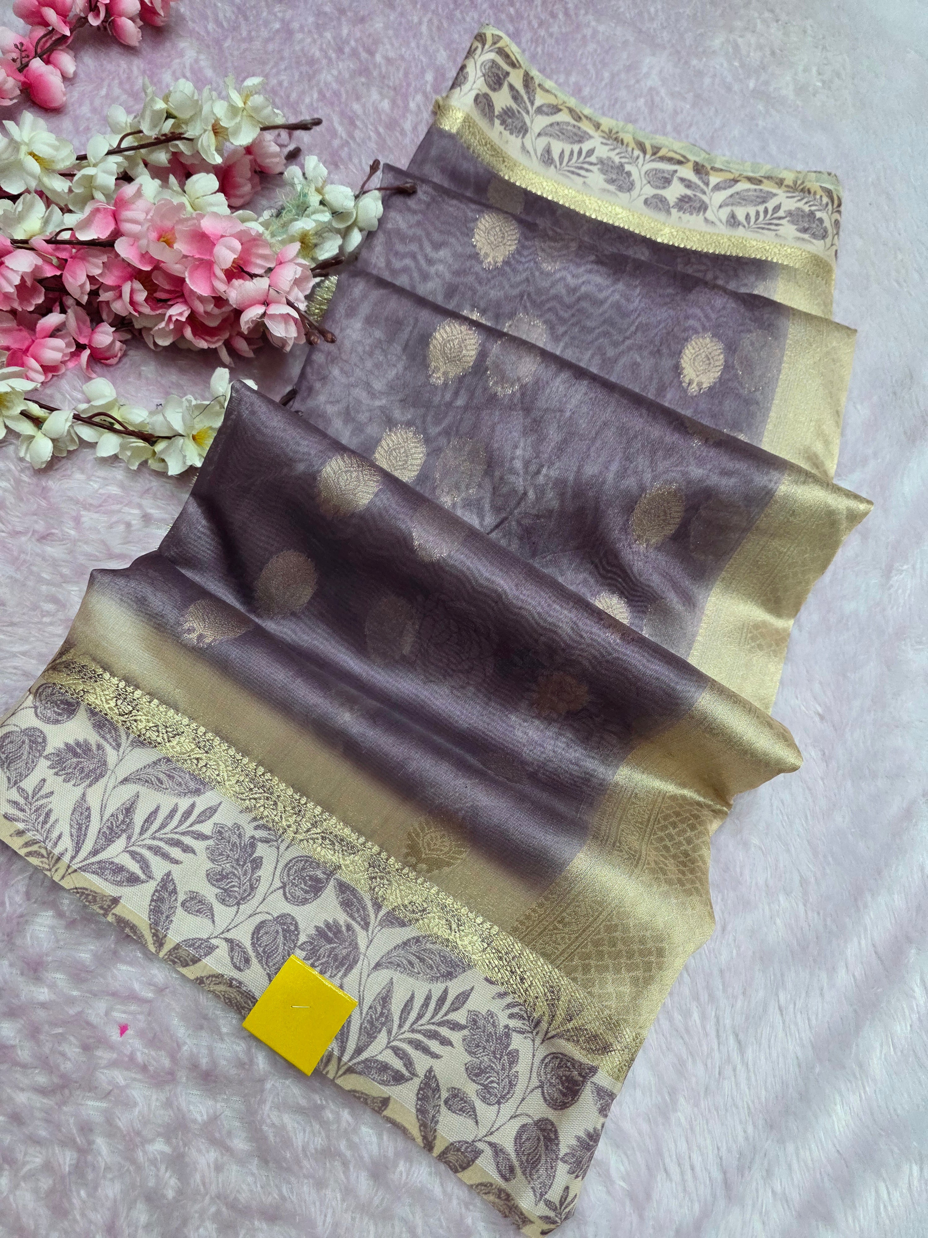 103102 Chitra Special Soft Banarasi Silk Saree with Flower Printed and Zari Weaving