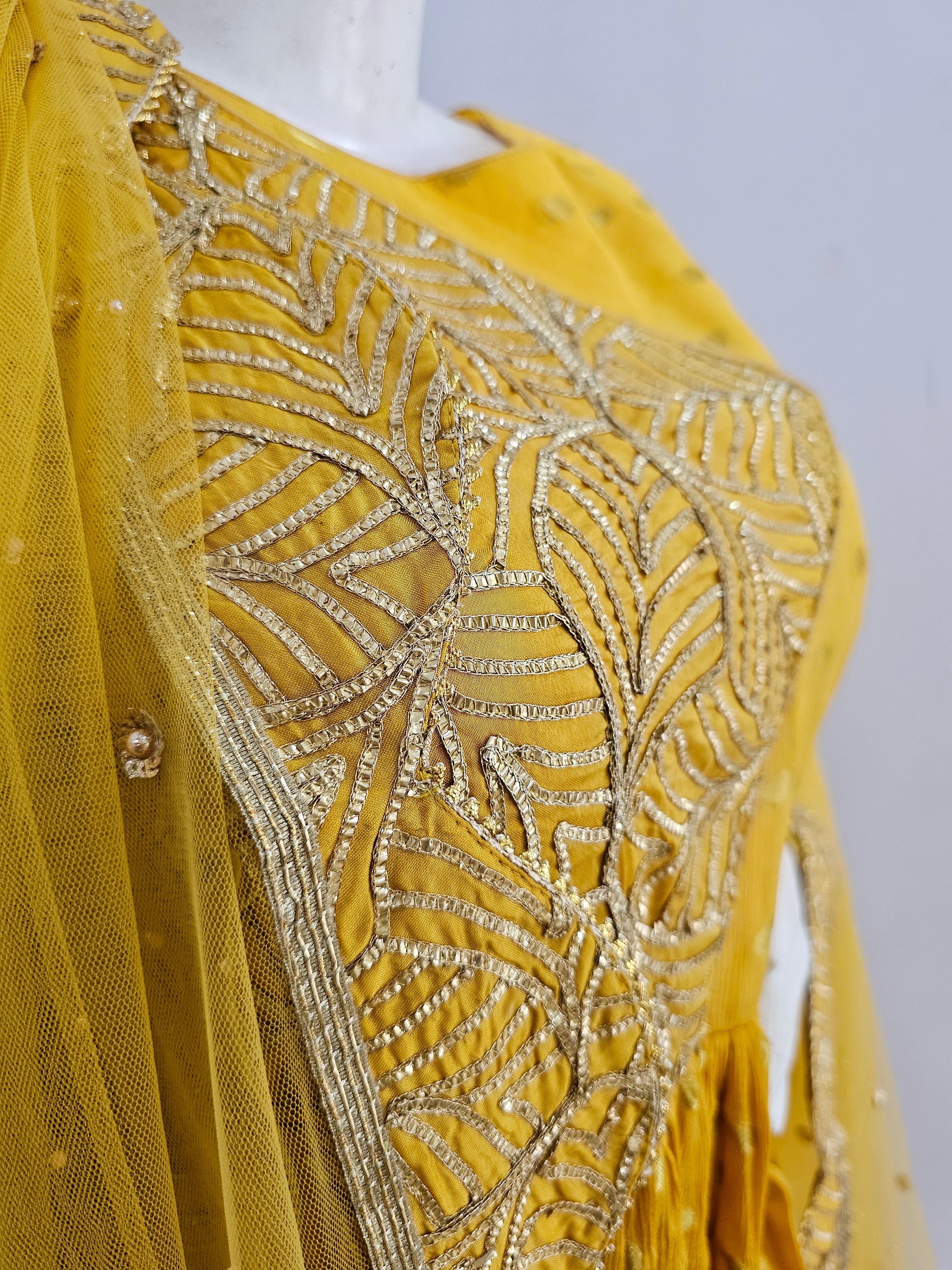 Designer Green Yellow Peplum Style Premium Lehanga