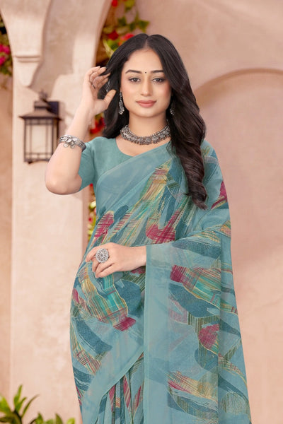 2187 Very Heavy Georgette Flower Print Saree