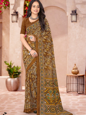 2192 Very Heavy Georgette Flower Print Saree