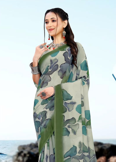 626009 हैवी जॉर्जेट डिजिटल प्रिंट साड़ी