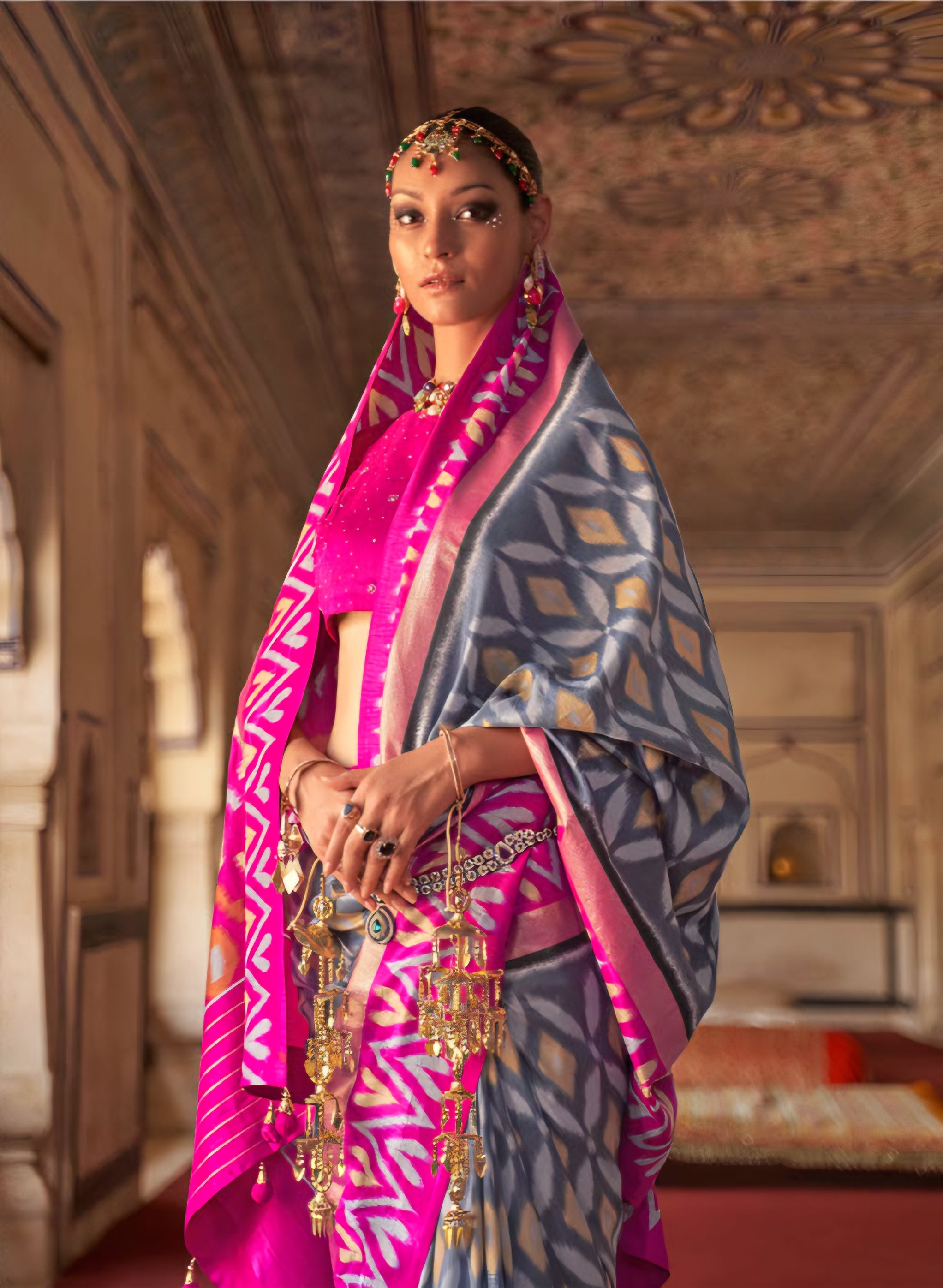 626009 हैवी जॉर्जेट डिजिटल प्रिंट साड़ी