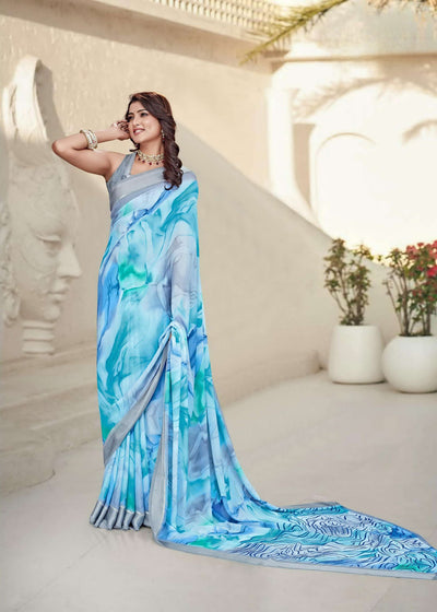 626009 हैवी जॉर्जेट डिजिटल प्रिंट साड़ी