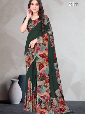 2411 Very Soft Georgette Flower Print Saree