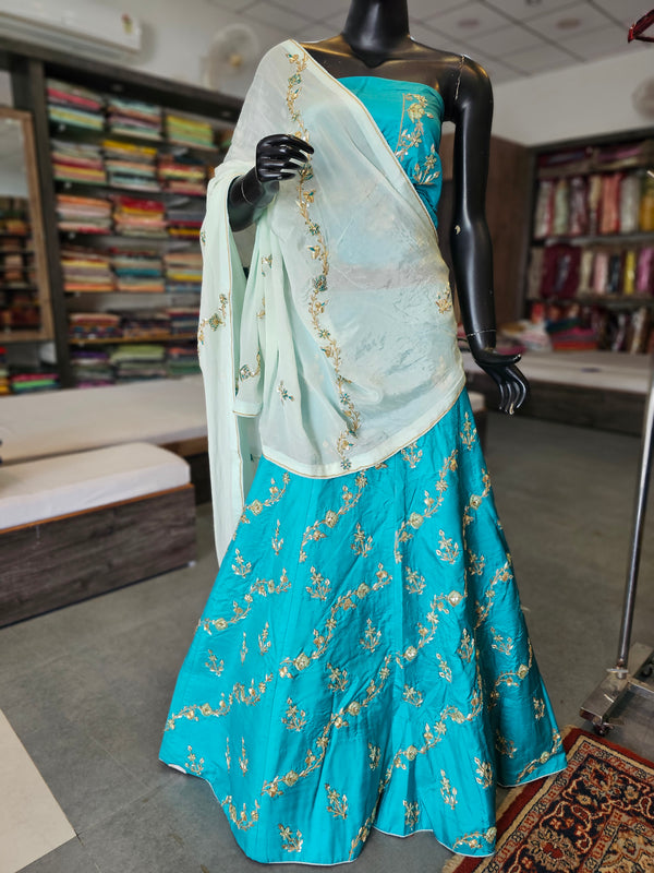 4877 Traditional and Stylish Pure Russian Silk Lehenga with Hand Zardozi Premium Work