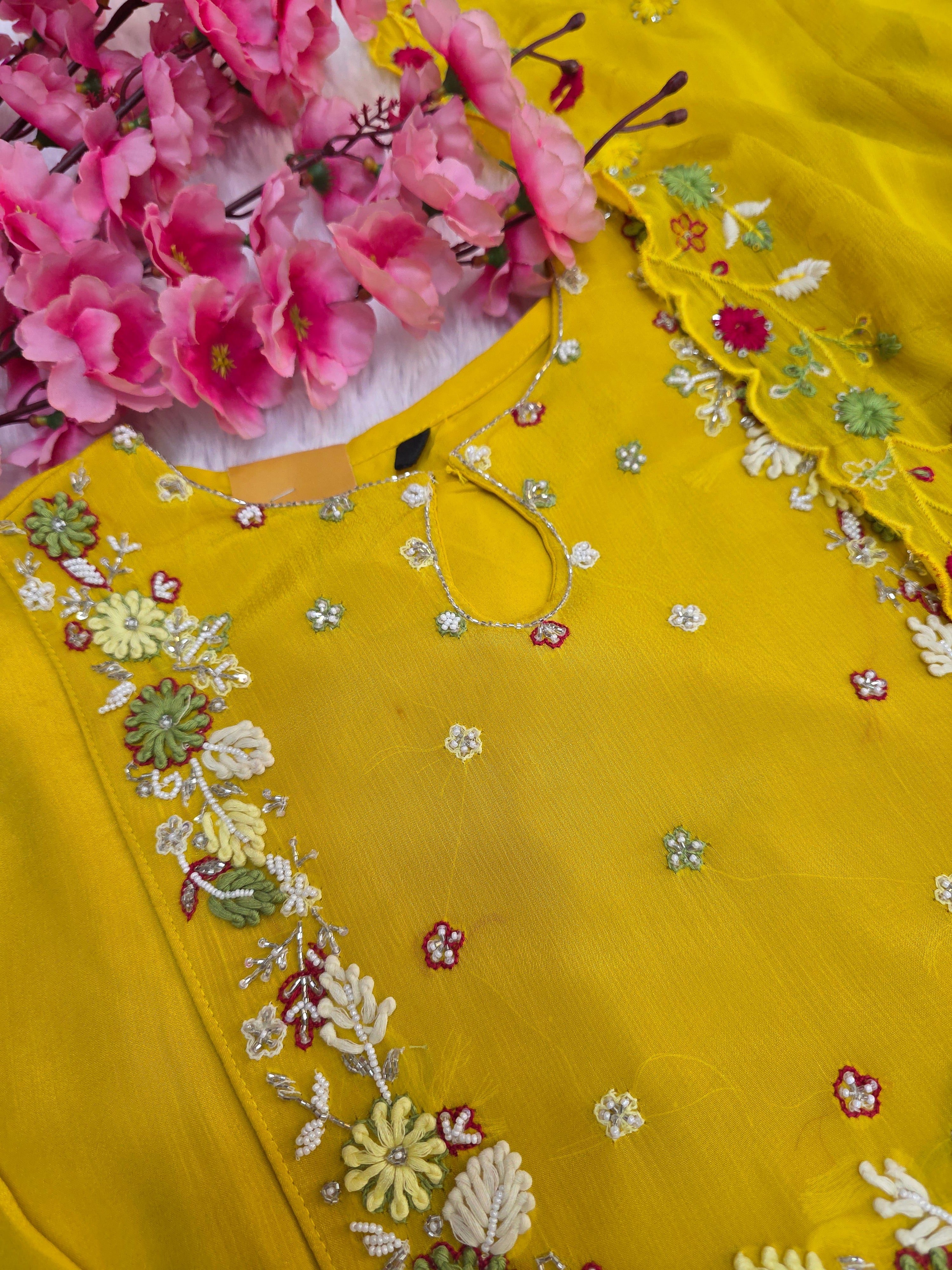 C81004 Designer Chinon Silk Dress with Sharara and Dupatta and Pant 1985