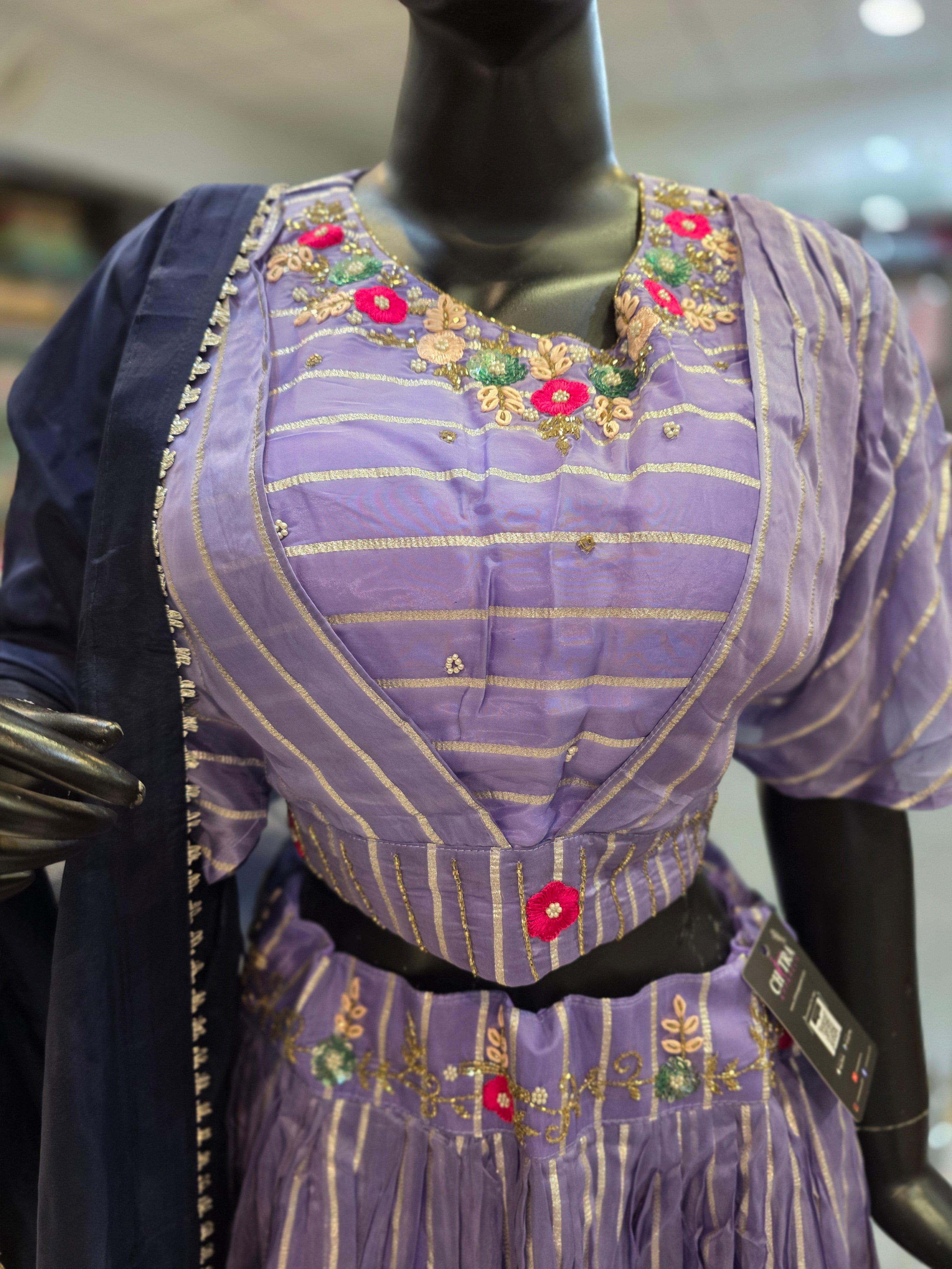 934003 Crepe Silk Lehenga with Cutdana Work and Stylish Stitched Blouse With Crepe Silk Dupatta