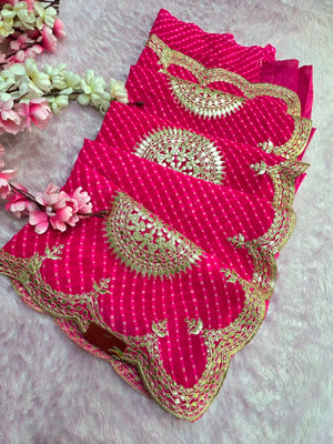 CA0834 Rajwadi Georgette Rani Mothra Lehriya With Gota Patti Work