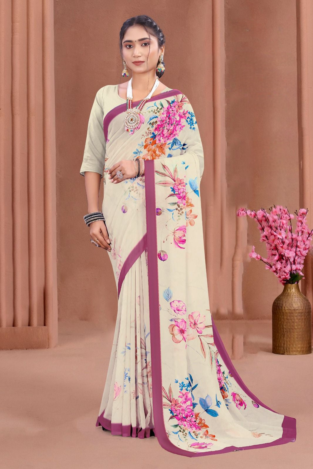 102907 Chitra Special Digital Print Georgette Crepe Saree