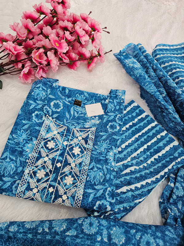 614006 शुद्ध मलमल कॉटन हाथ से पेंट किया हुआ कॉर्ड सेट 