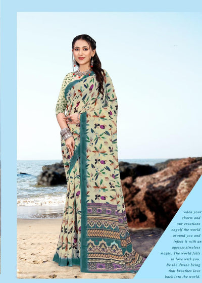 626009 हैवी जॉर्जेट डिजिटल प्रिंट साड़ी