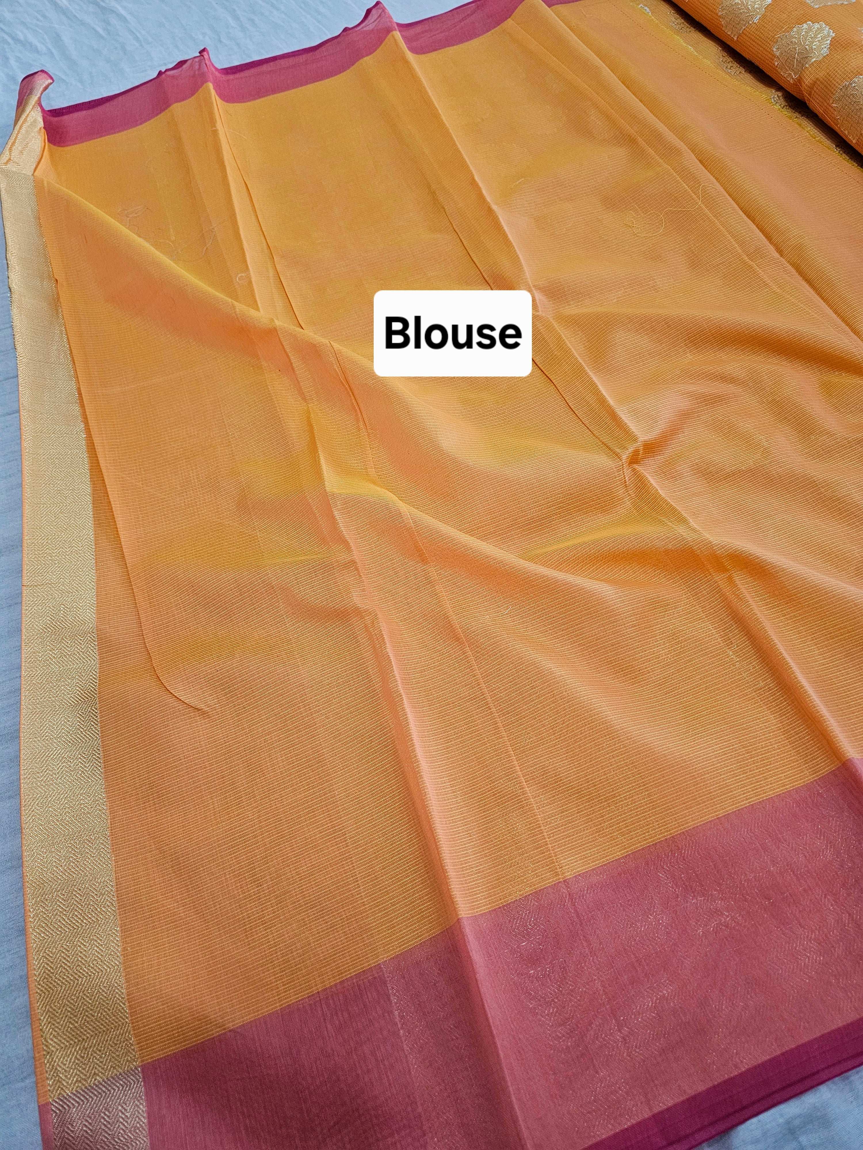 743003 Beautiful Banarasi Zari Weaving Pure Kolkata Cotton Saree
