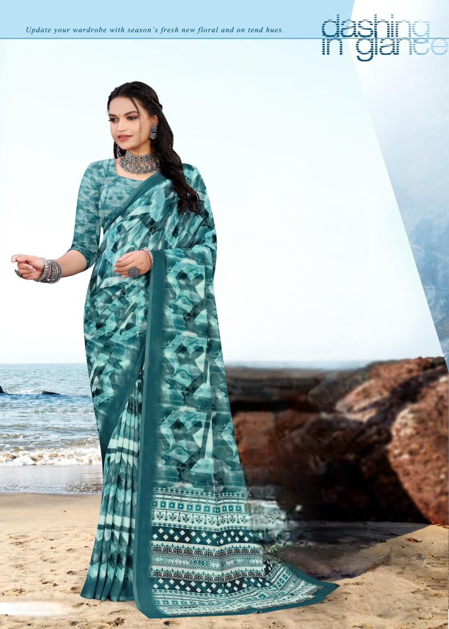 626009 हैवी जॉर्जेट डिजिटल प्रिंट साड़ी