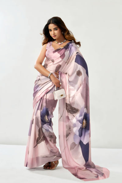 101302 Bollywood Style Digital Print Soft Italian Crepe Silk Saree