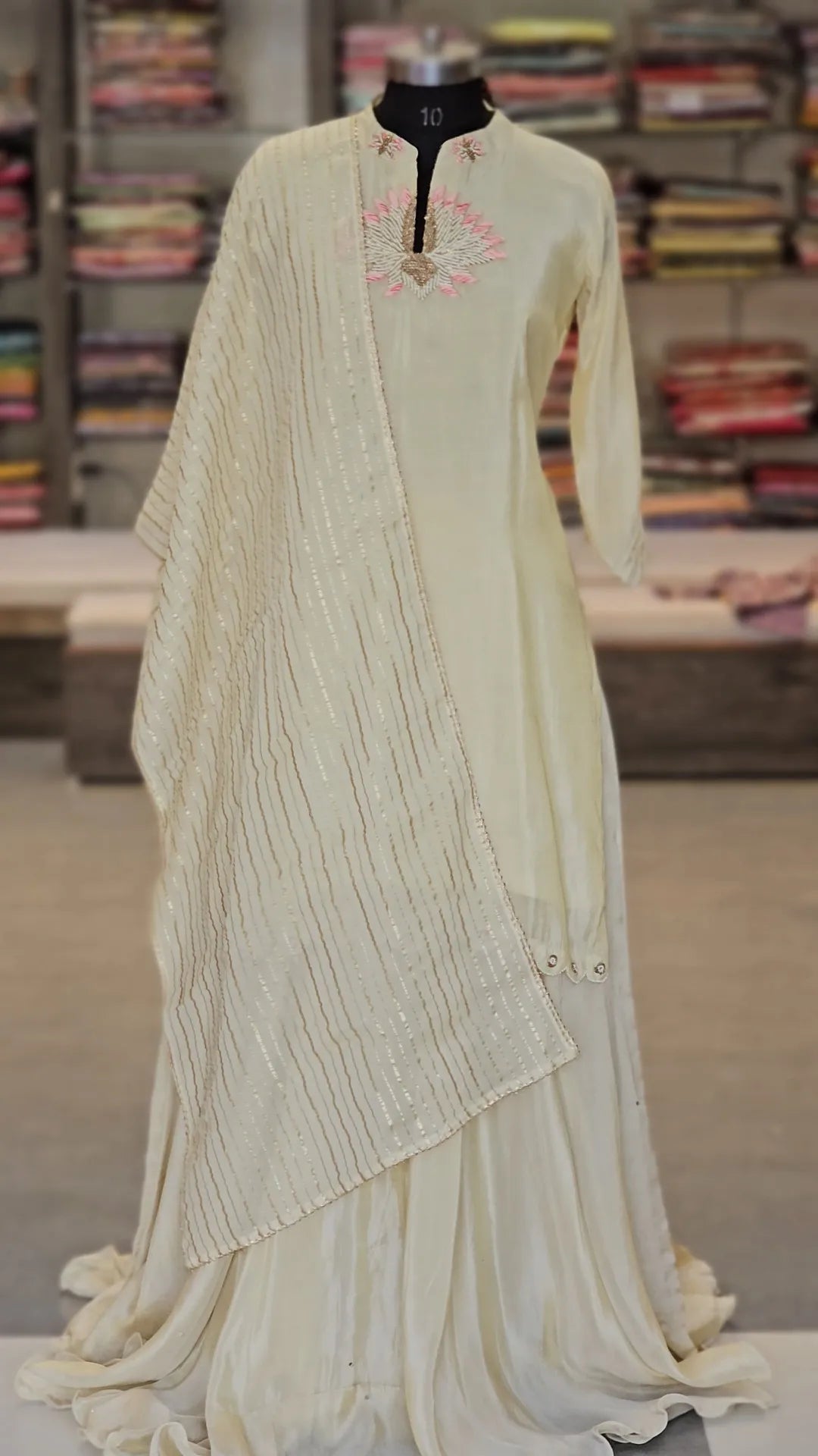 11971 Very Elegant Pure Golden Tissue Silk Party Wear Kurti with Skirt and Organza Dupatta