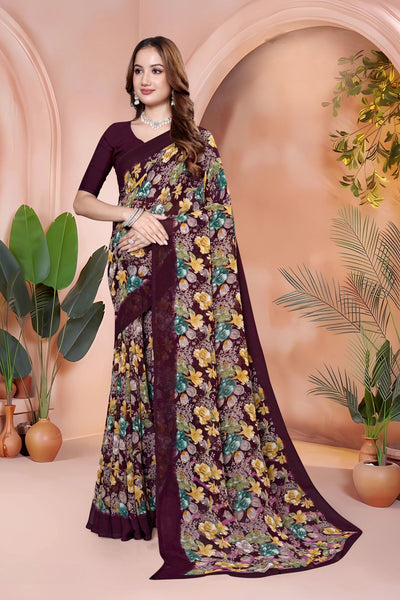972008 Very Soft Heavy Georgette Flower Print Saree