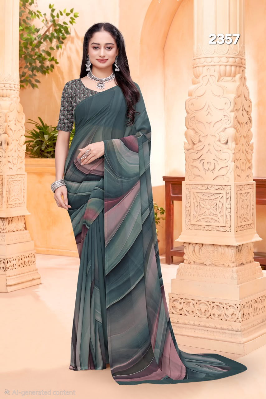 2357 Very Soft Georgette Flower Print Saree