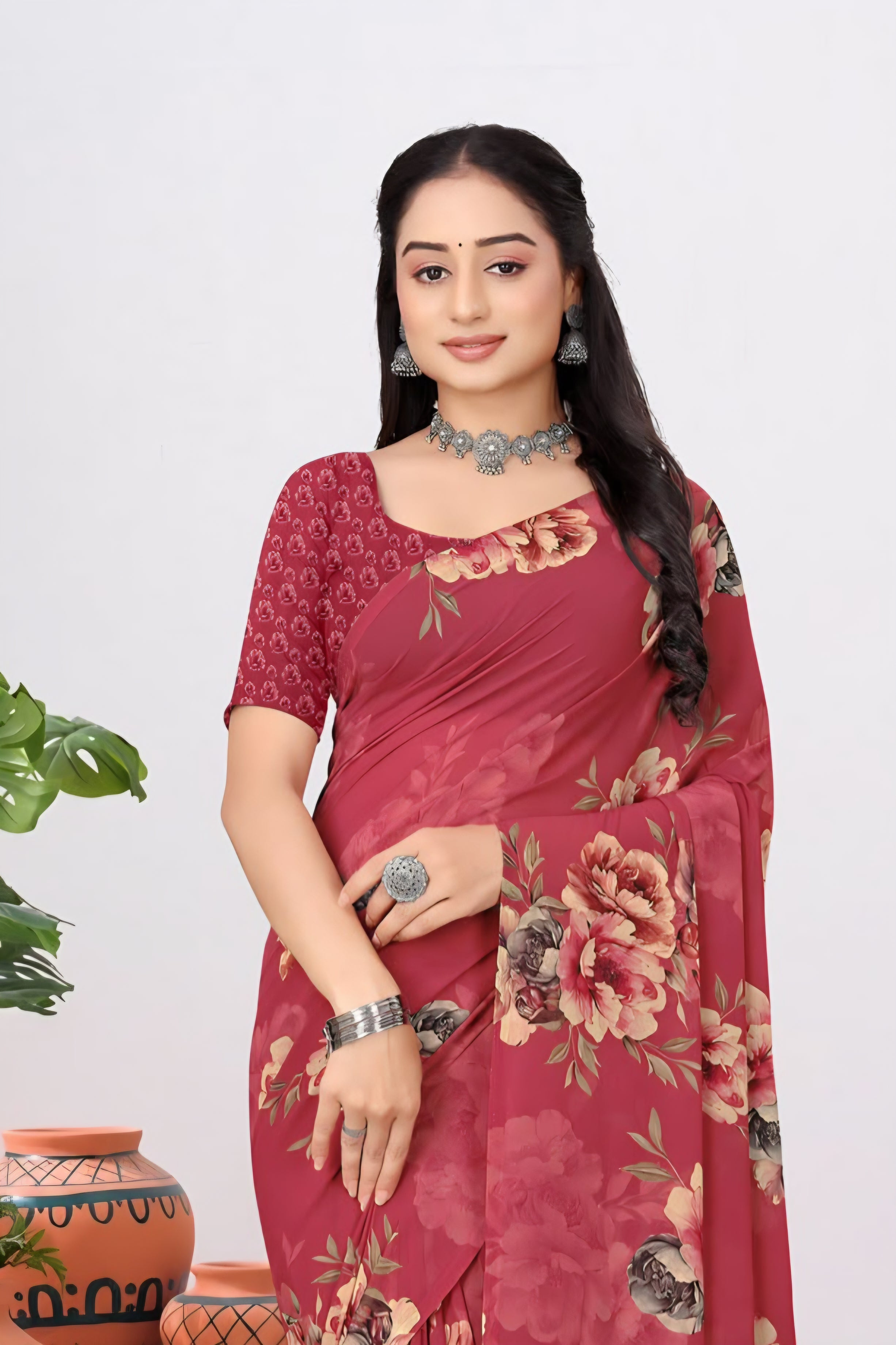 2274 Very Soft Georgette Flower Print Saree