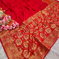 12473 Traditional Bandhani Saree with Banarasi Weaving Saree - Red
