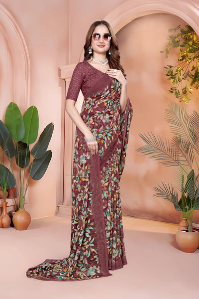 972011 Very Soft Heavy Georgette Flower Print Saree