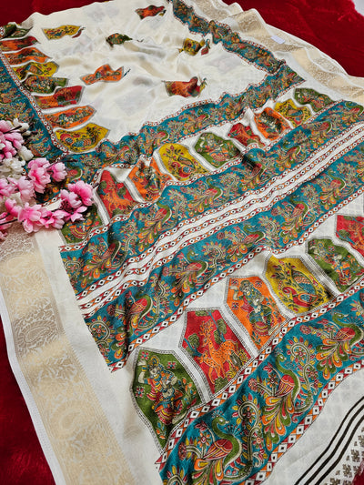 626009 हैवी जॉर्जेट डिजिटल प्रिंट साड़ी