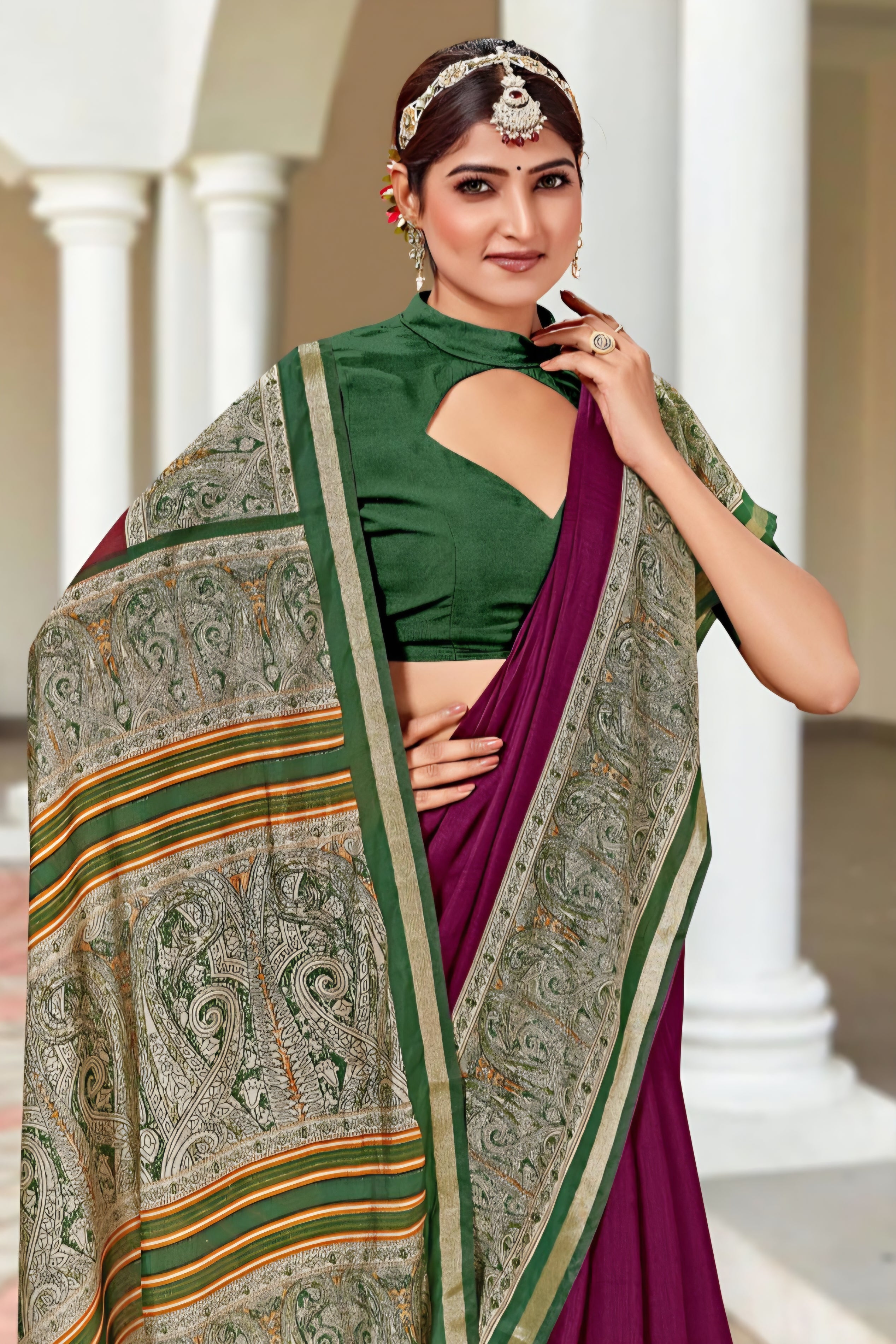 920002 Very Soft and Premium Looking Cotton Saree with Zari Border - Wine