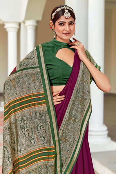 920002 Very Soft and Premium Looking Cotton Saree with Zari Border - Wine