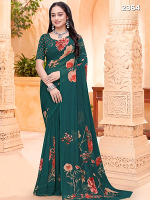 2364 Very Soft Georgette Flower Print Saree