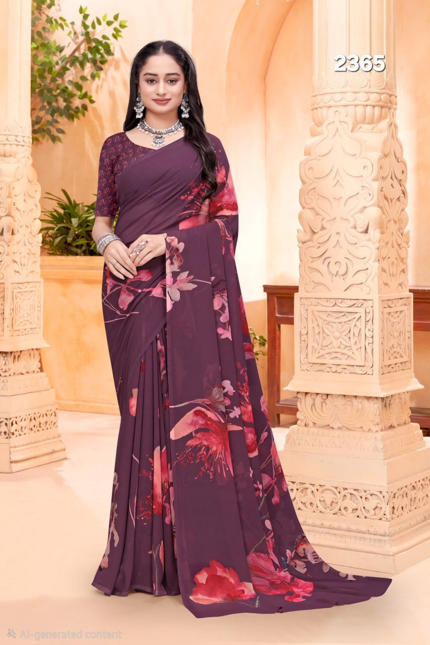 2365 Very Soft Georgette Flower Print Saree
