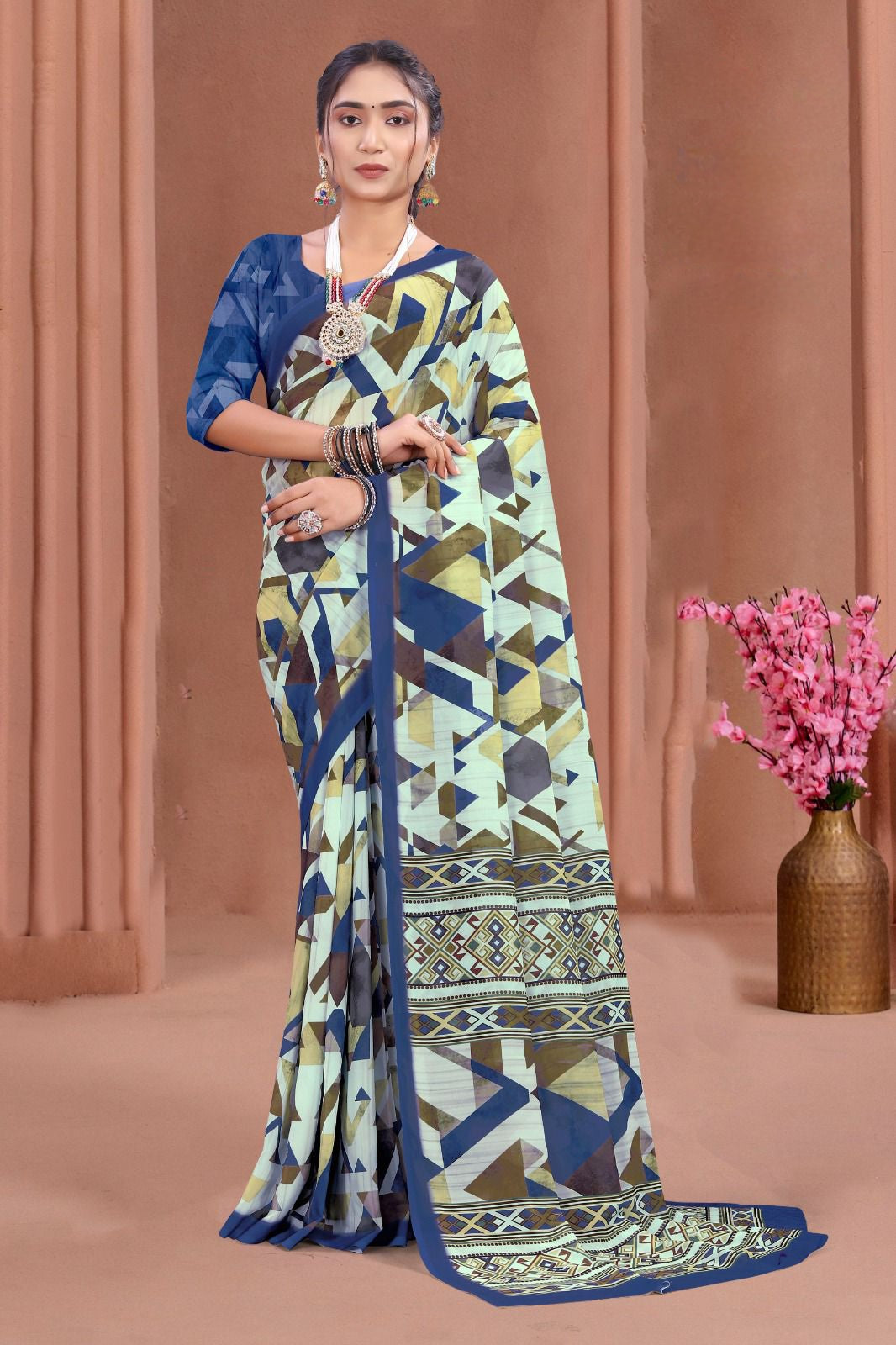 102911 Chitra Special Digital Print Georgette Crepe Saree
