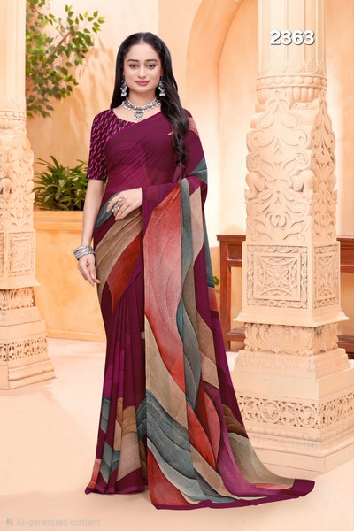 2363 Very Soft Georgette Flower Print Saree