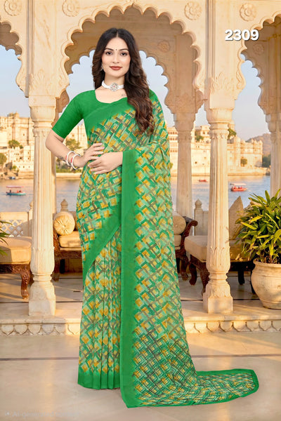 2309 Very Soft Danedar Georgette Flower Print Saree