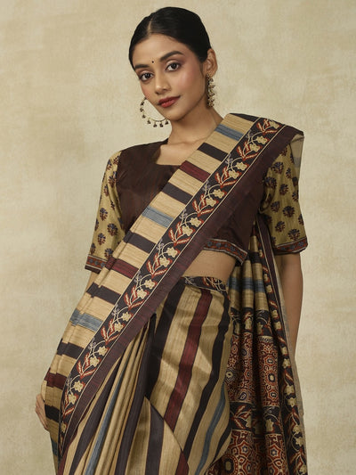 970001 Traditional Ajrakh Print Kozy Silk Light Weight Saree