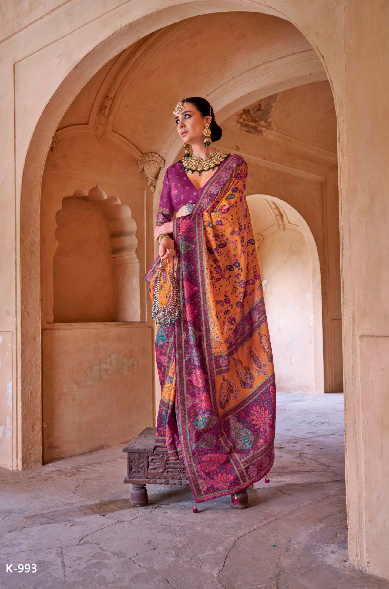 626009 हैवी जॉर्जेट डिजिटल प्रिंट साड़ी