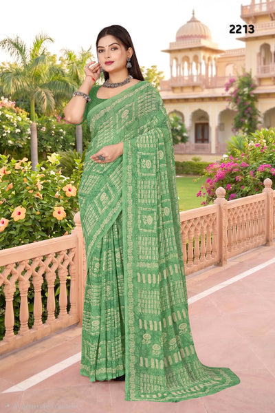 2213 Very Heavy Georgette Flower Print Saree